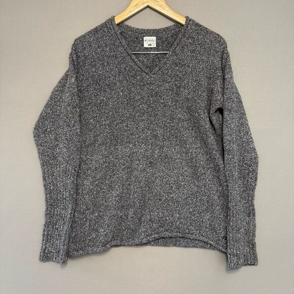 Columbia Women’s V-Neck Grey Sweater Size Large Ribbed Arms Casual - Picture 1 of 10
